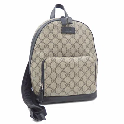 Pre-owned Gucci Beige Black Gg Supreme Leather Backpack () In Multi