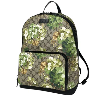 Pre-owned Gucci Beige Black Gg Supreme Leather Backpack () In Beige, Black