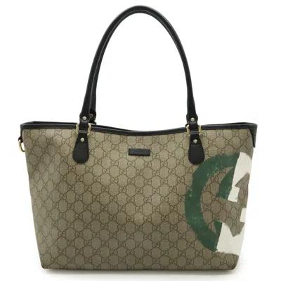 Pre-owned Gucci Beige Black Green Red Color White Pvc Leather Shoulder Bag Tote Bag ()