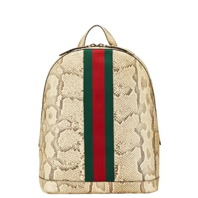 Pre-owned Gucci Beige Black Leather Backpack () In Multi
