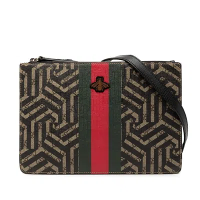 Pre-owned Gucci Beige Black Leather Clutch Bag Shoulder Bag () In Multi