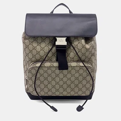 Pre-owned Gucci Beige Black Pvc Backpack In Sand