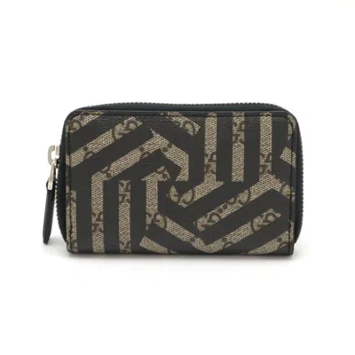 Pre-owned Gucci Beige Black Pvc Leather Coin Purse/coin Case () In Multi