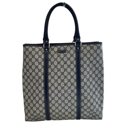 Pre-owned Gucci Beige Black Pvc Leather Tote Bag () In Multi