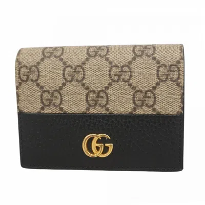 Pre-owned Gucci Beige Black Pvc Leather Wallet (bi-fold) () In Multi