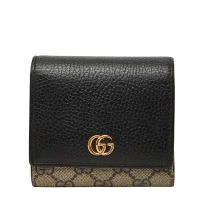 Pre-owned Gucci Beige Black Pvc Leather Wallet (bi-fold) () In Multi
