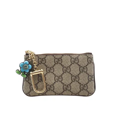 Pre-owned Gucci Beige Blue Coated Canvas Coin Purse/coin Case ()