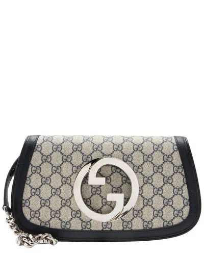 Pre-owned Gucci Beige, Blue Gg Supreme Coated Canvas, Leather Blondie Small Shoulder Bag  (authentic Pre-loved