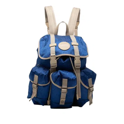 Pre-owned Gucci Beige Blue Nylon Backpack ()