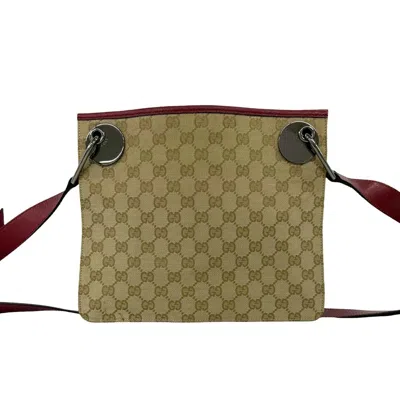 Pre-owned Gucci Beige Bordeaux Canvas Leather Pochette Shoulder Bag () In Multi