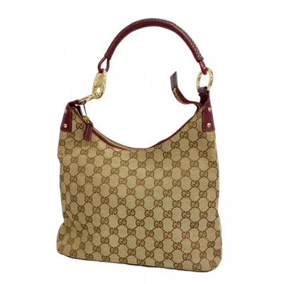 Pre-owned Gucci Beige Bordeaux Canvas Shoulder Bag () In Multi