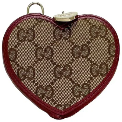Pre-owned Gucci Beige Bordeaux Gg Canvas Leather Coin Purse/coin Case () In Multi