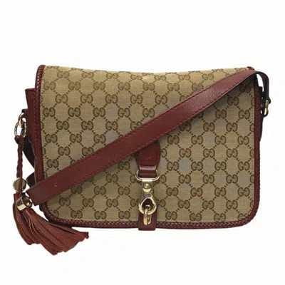 Pre-owned Gucci Beige Bordeaux Gg Canvas Shoulder Bag ()
