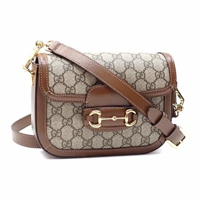 Pre-owned Gucci Beige Brown Brown Gg Gg Supreme Canvas Leather Shoulder Bag ()