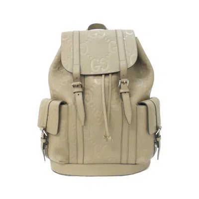 Pre-owned Gucci Beige Brown Brown Gg Leather Backpack ()
