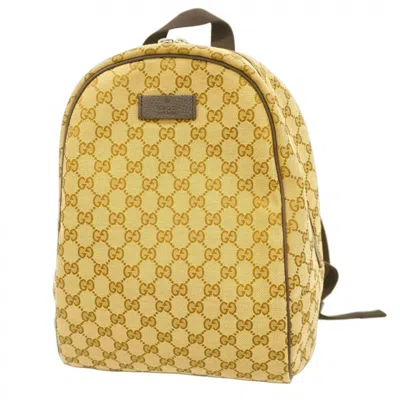Pre-owned Gucci Beige Brown Canvas Backpack ()