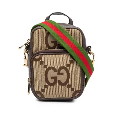 Pre-owned Gucci Beige Brown Canvas Leather Handbag Shoulder Bag () In Multi