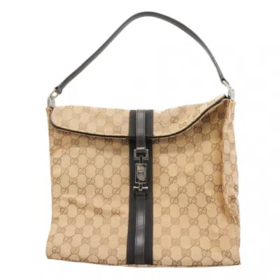 Pre-owned Gucci Beige Brown Canvas Shoulder Bag () In Multi