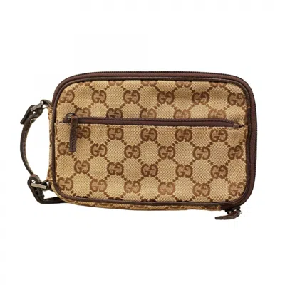 Pre-owned Gucci Beige Brown Canvas Shoulder Bag () In Multi