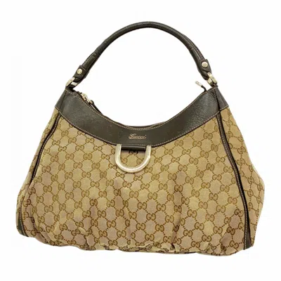 Pre-owned Gucci Beige Brown Canvas Shoulder Bag () In Multi