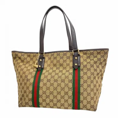 Pre-owned Gucci Beige Brown Canvas Tote Bag ()