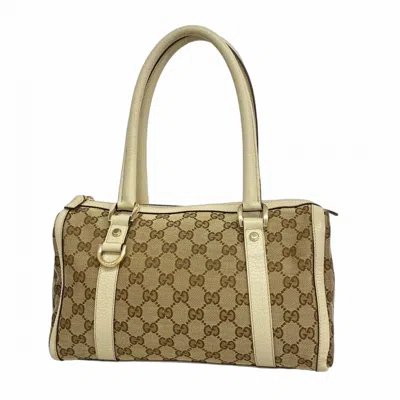 Pre-owned Gucci Beige Brown Canvas Tote Bag () In Multi