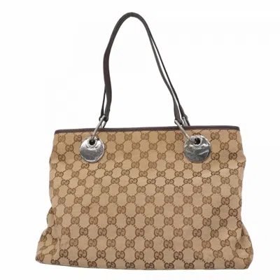 Pre-owned Gucci Beige Brown Canvas Tote Bag () In Multi