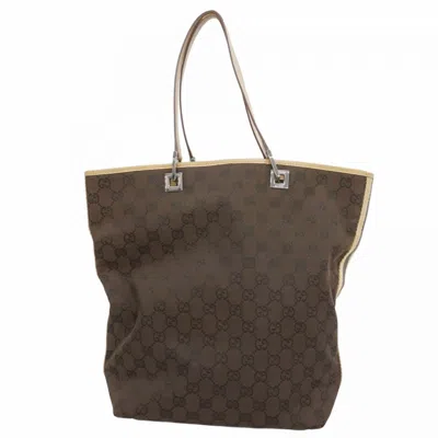 Pre-owned Gucci Beige Brown Canvas Tote Bag () In Multi