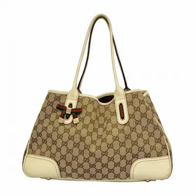 Pre-owned Gucci Beige Brown Canvas Tote Bag () In Multi