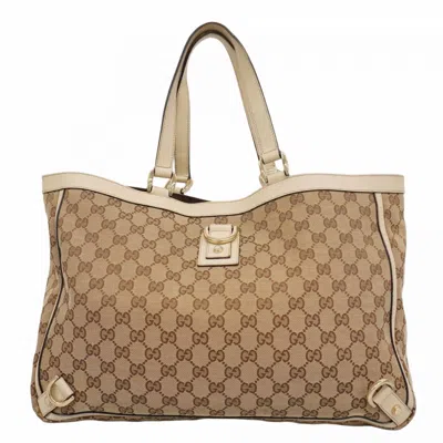 Pre-owned Gucci Beige Brown Canvas Tote Bag () In Multi