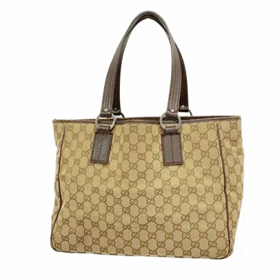 Pre-owned Gucci Beige Brown Canvas Tote Bag () In Multi