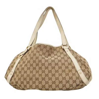 Pre-owned Gucci Beige Brown Canvas Tote Bag () In Multi
