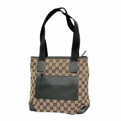 Pre-owned Gucci Beige Brown Canvas Tote Bag () In Multi