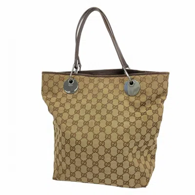 Pre-owned Gucci Beige Brown Canvas Tote Bag () In Multi