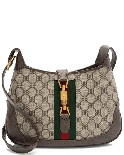 Gucci Beige, Brown Coated Canvas & Leather X Balenciaga The Hacker Project  Jackie Small Shoulder Ba