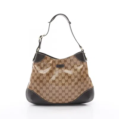 Pre-owned Gucci Beige Brown Coated Canvas Pvc Leather Shoulder Bag () In Multi