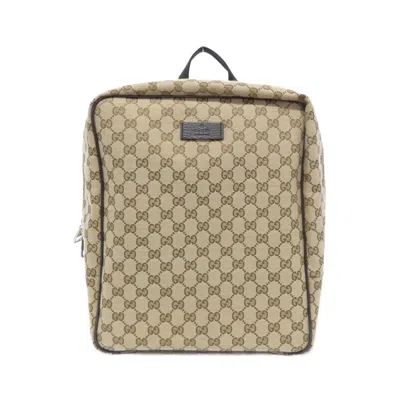 Pre-owned Gucci Beige Brown Gg Canvas Backpack () In Multi
