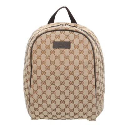 Pre-owned Gucci Beige Brown Gg Canvas Backpack () In Multi