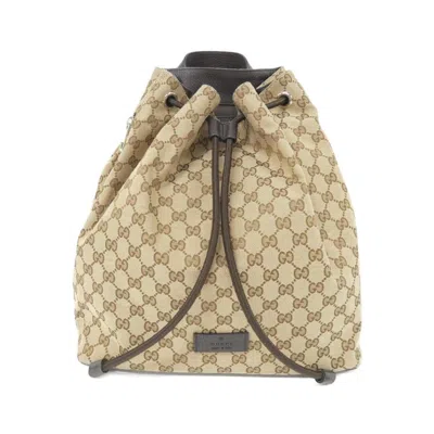 Pre-owned Gucci Beige Brown Gg Canvas Backpack () In Multi