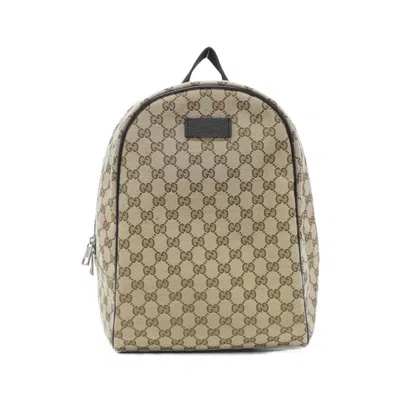 Pre-owned Gucci Beige Brown Gg Canvas Backpack () In Multi