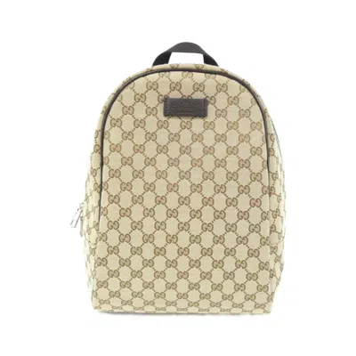 Pre-owned Gucci Beige Brown Gg Canvas Backpack () In Beige, Brown