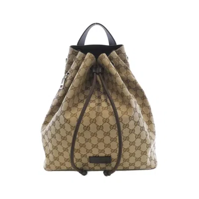 Pre-owned Gucci Beige Brown Gg Canvas Backpack () In Multi