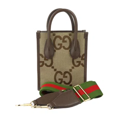Pre-owned Gucci Beige Brown Gg Canvas Leather Handbag Pochette Shoulder Bag ()