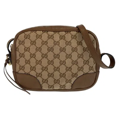 Pre-owned Gucci Beige Brown Gg Canvas Leather Pochette Shoulder Bag ()