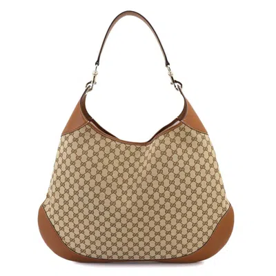 Pre-owned Gucci Beige Brown Gg Canvas Leather Shoulder Bag () In Multi
