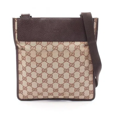 Pre-owned Gucci Beige Brown Gg Canvas Leather Shoulder Bag () In Multi