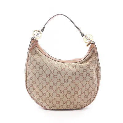 Pre-owned Gucci Beige Brown Gg Canvas Leather Shoulder Bag () In Multi