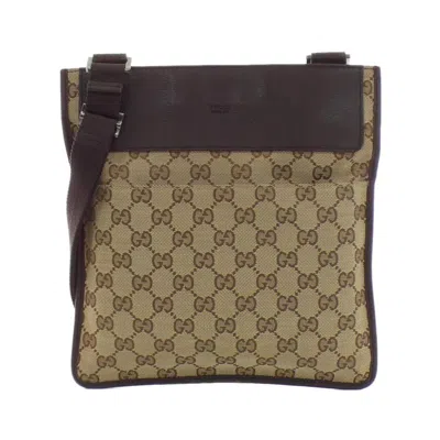 Pre-owned Gucci Beige Brown Gg Canvas Shoulder Bag ()
