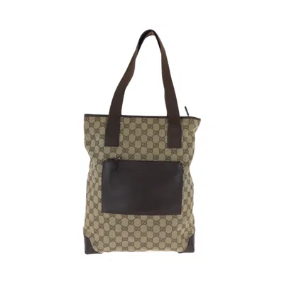 Pre-owned Gucci Beige Brown Gg Canvas Shoulder Bag Tote Bag ()