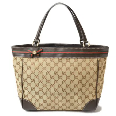 Pre-owned Gucci Beige Brown Gg Canvas Shoulder Bag Tote Bag () In Beige, Brown